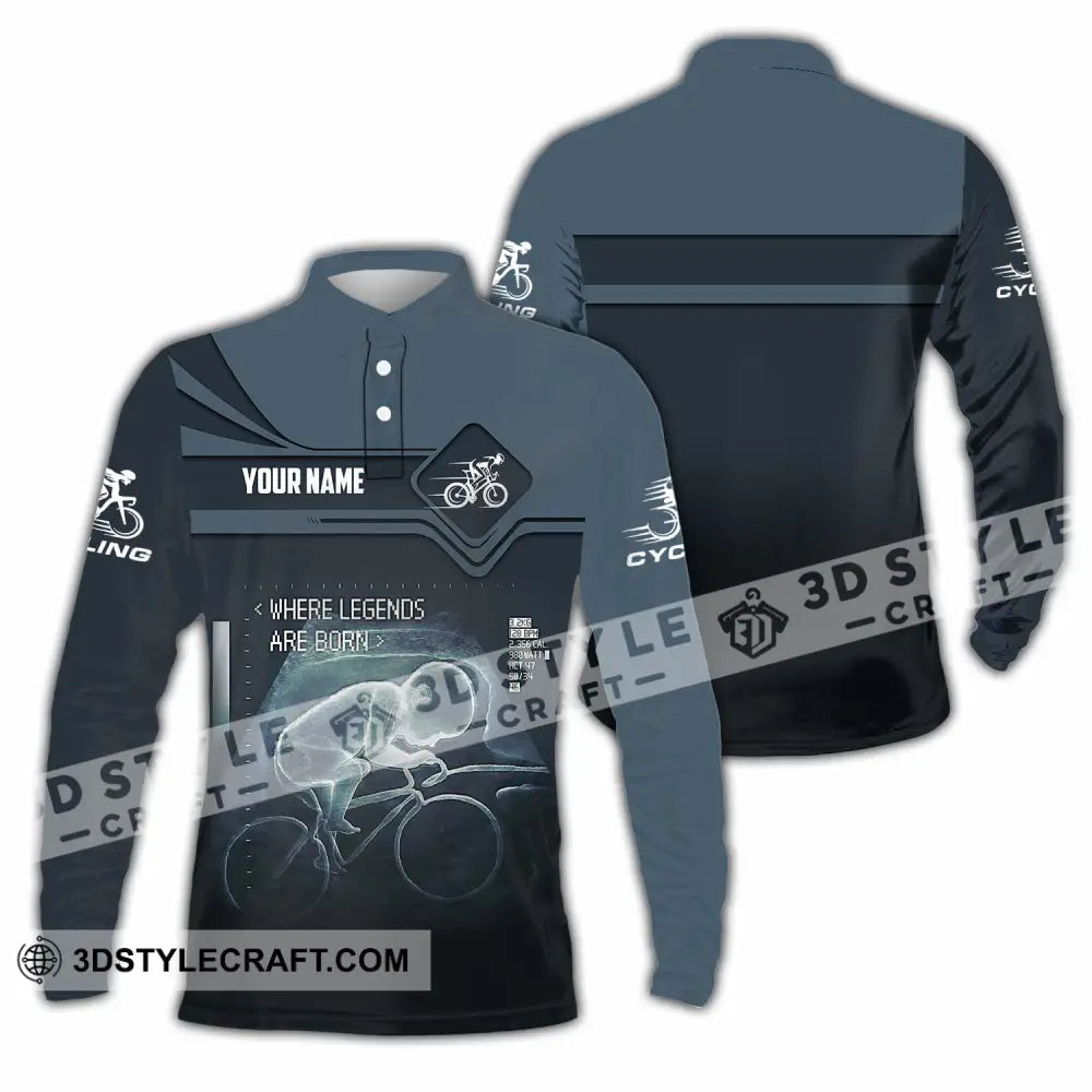 Unisex Shirt - Custom Cycling Where Legends Are Born Shirt Long Sleeve Polo / S T-shirt