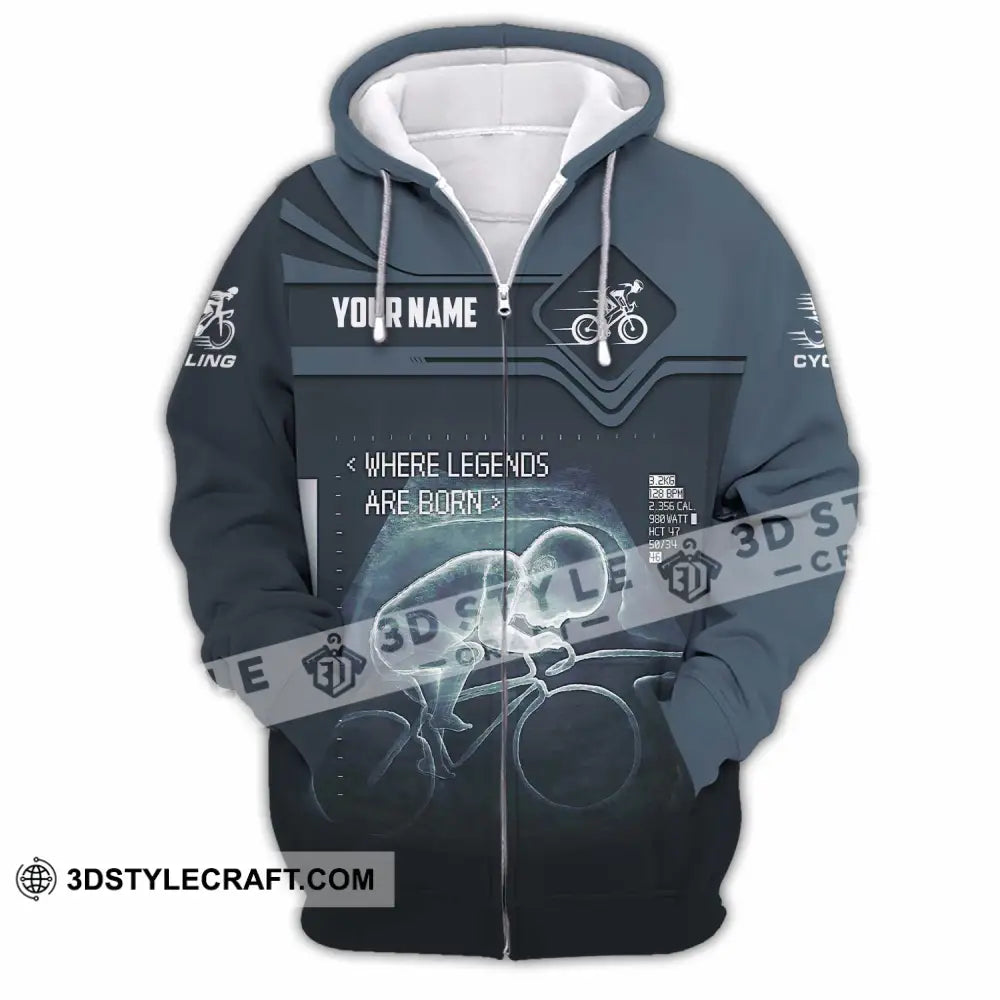 Unisex Shirt - Custom Cycling Where Legends Are Born Shirt Zipper Hoodie / S T-shirt