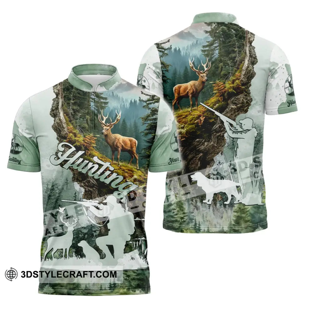Unisex Shirt - Custom Deer Hunting Shirt Zipper Polo Shirt / S T-shirt