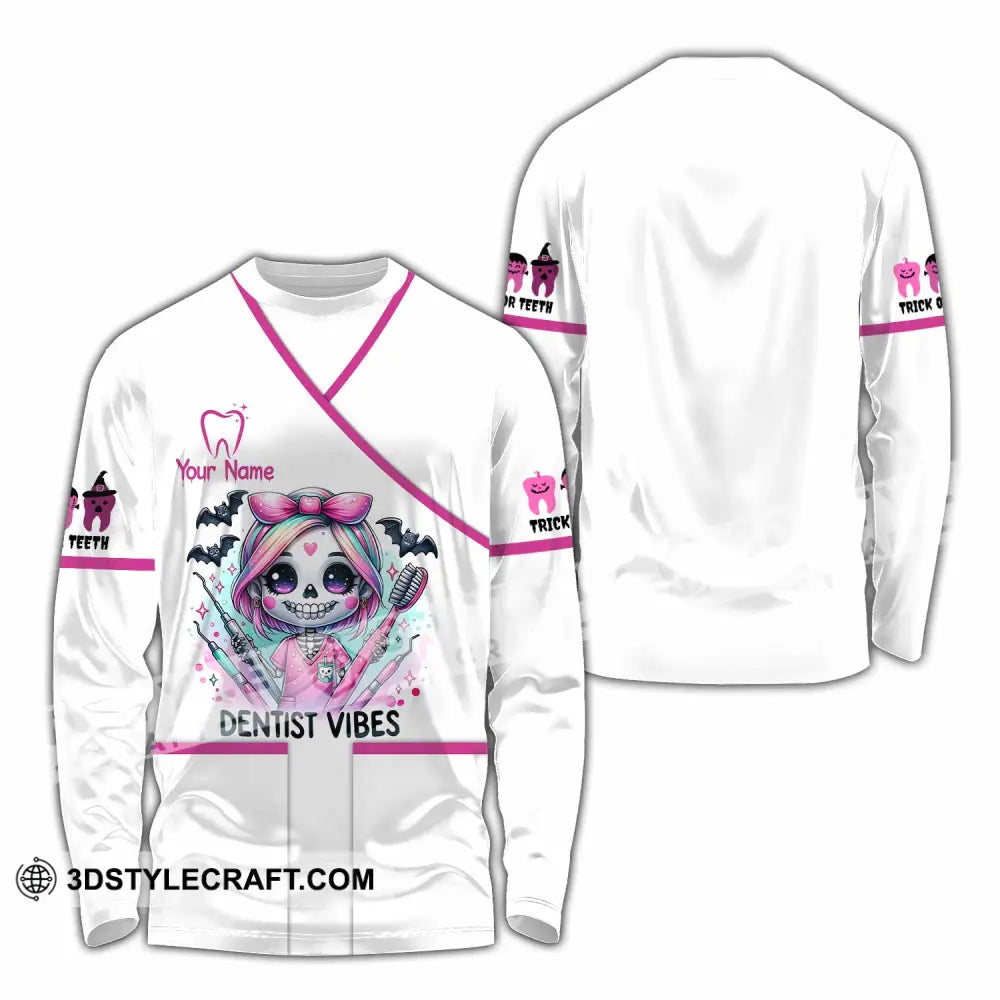 Unisex Shirt - Custom Dentist Halloween Vibes Shirt Long Sleeve Shirt / S T-shirt