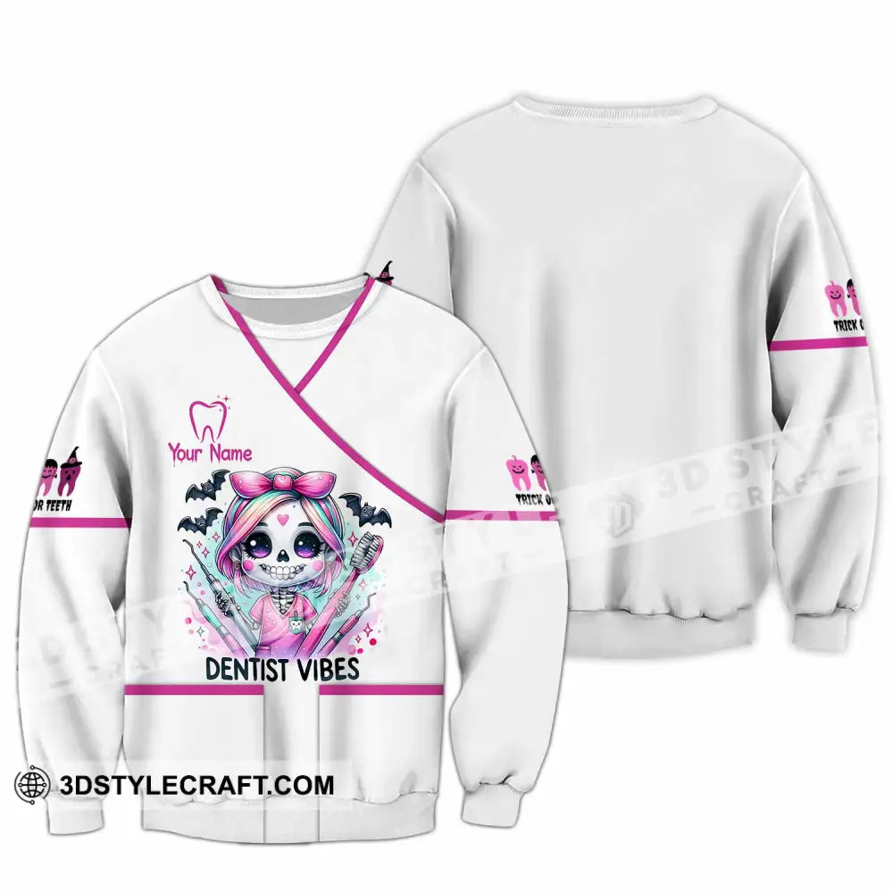 Unisex Shirt - Custom Dentist Halloween Vibes Shirt Long Sleeve / S T-shirt