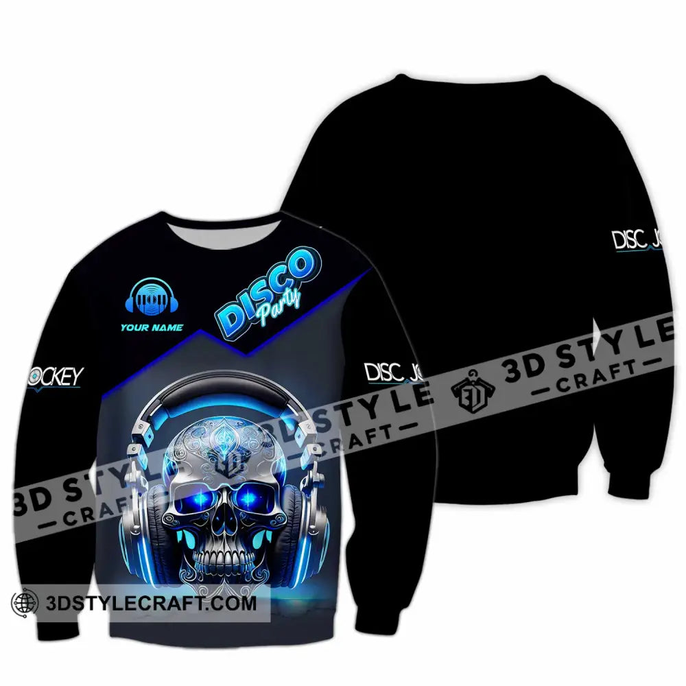 Unisex Shirt - Custom Disco Party Skull Shirt Long Sleeve / S T-shirt