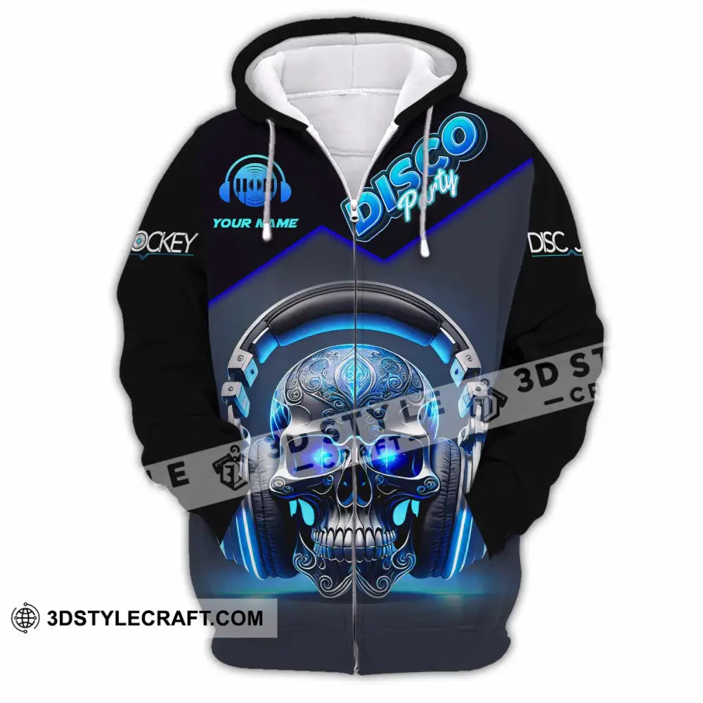 Unisex Shirt - Custom Disco Party Skull Shirt Zipper Hoodie / S T-shirt