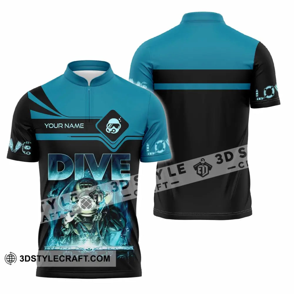Unisex Shirt - Custom Dive Lover Sport Shirt Zipper Polo Shirt / S T-shirt