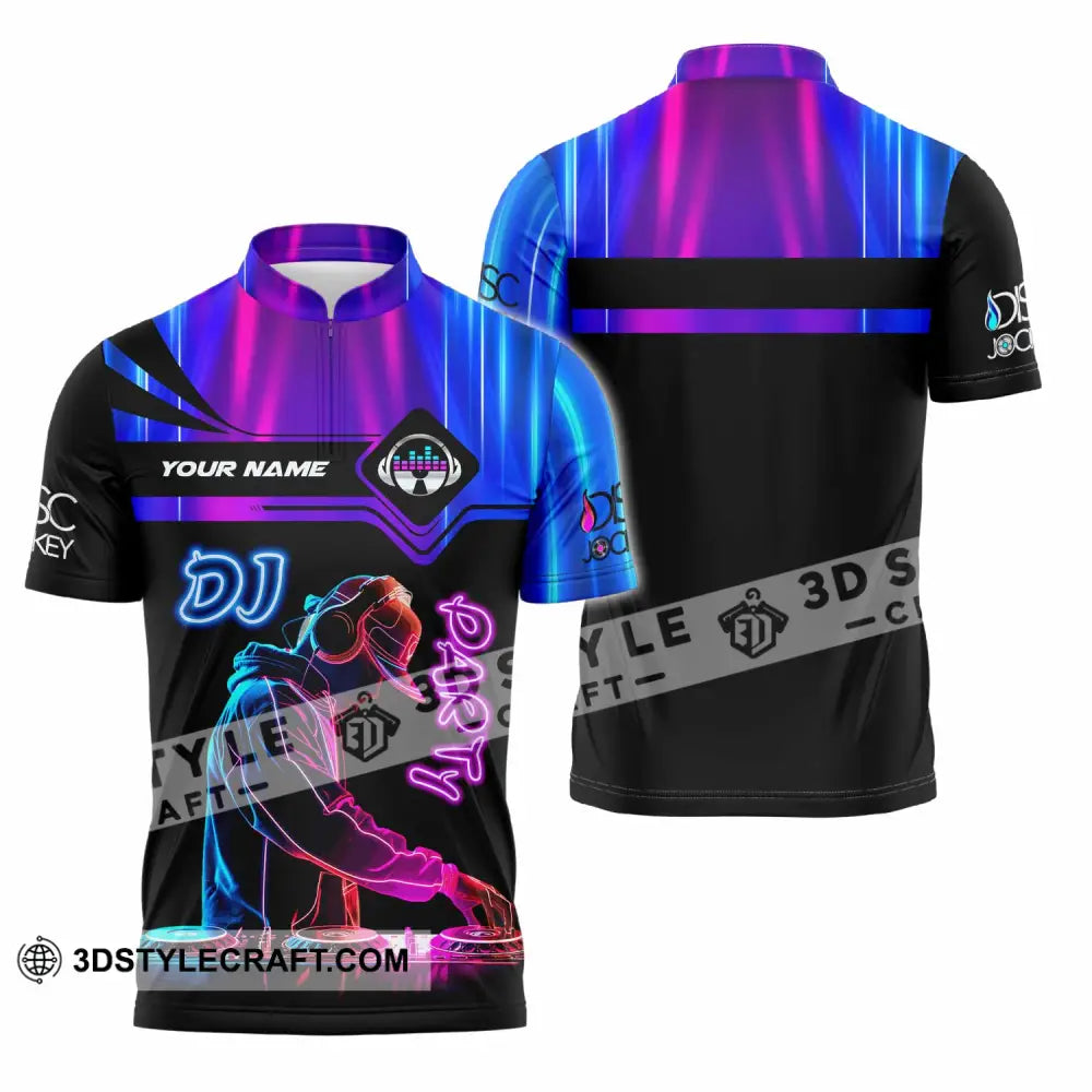 Unisex Shirt - Custom DJ Party Shirt Zipper Polo Shirt / S T-shirt