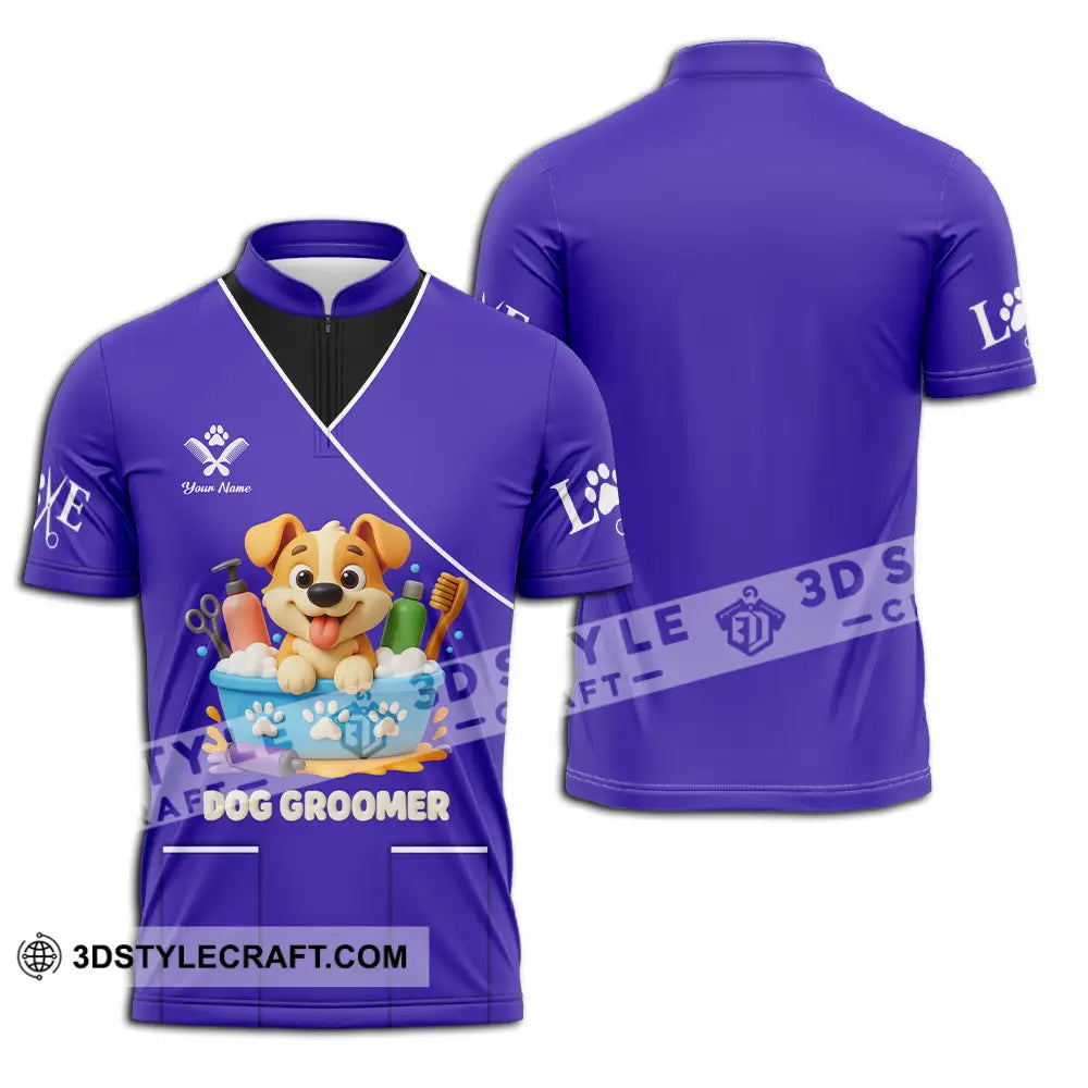 Unisex Shirt Custom Dog Groomers Shirt Zipper Polo Shirt / S T shirt