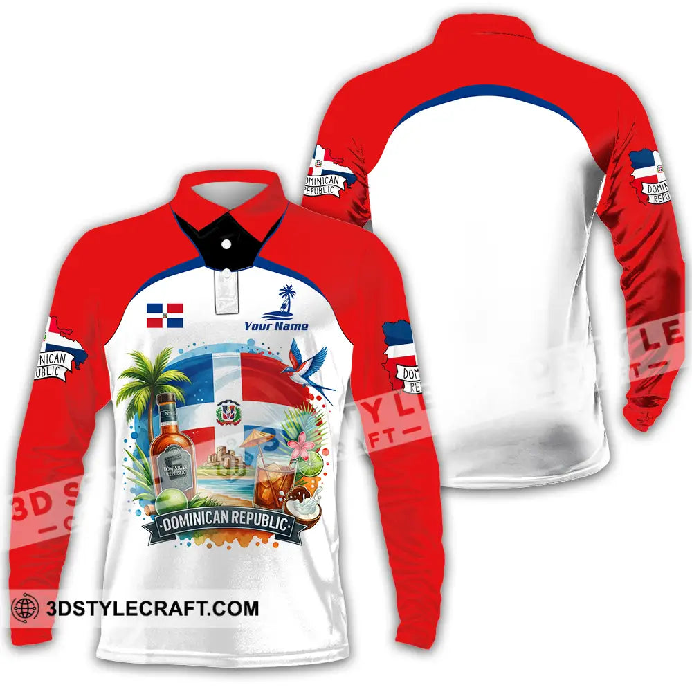 Unisex Shirt - Custom Dominican Republic Shirt Long Sleeve Polo / S T-shirt