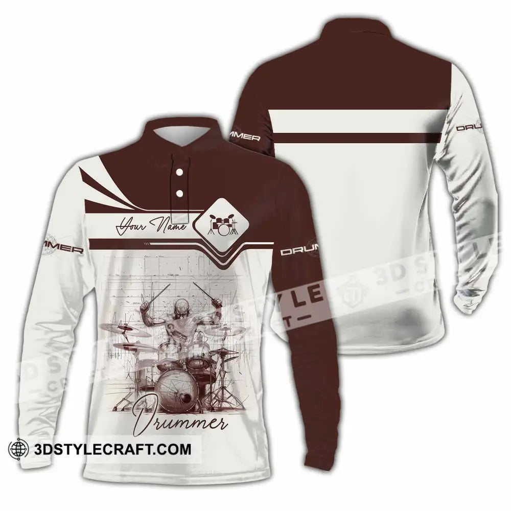 Unisex Shirt - Custom Drummer Shirt - Long Sleeve Polo / S - T-shirt