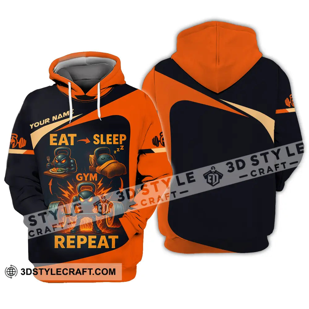 Unisex Shirt Custom Eat Sleep Gym And Repeat Shirt Hoodie / S T shirt