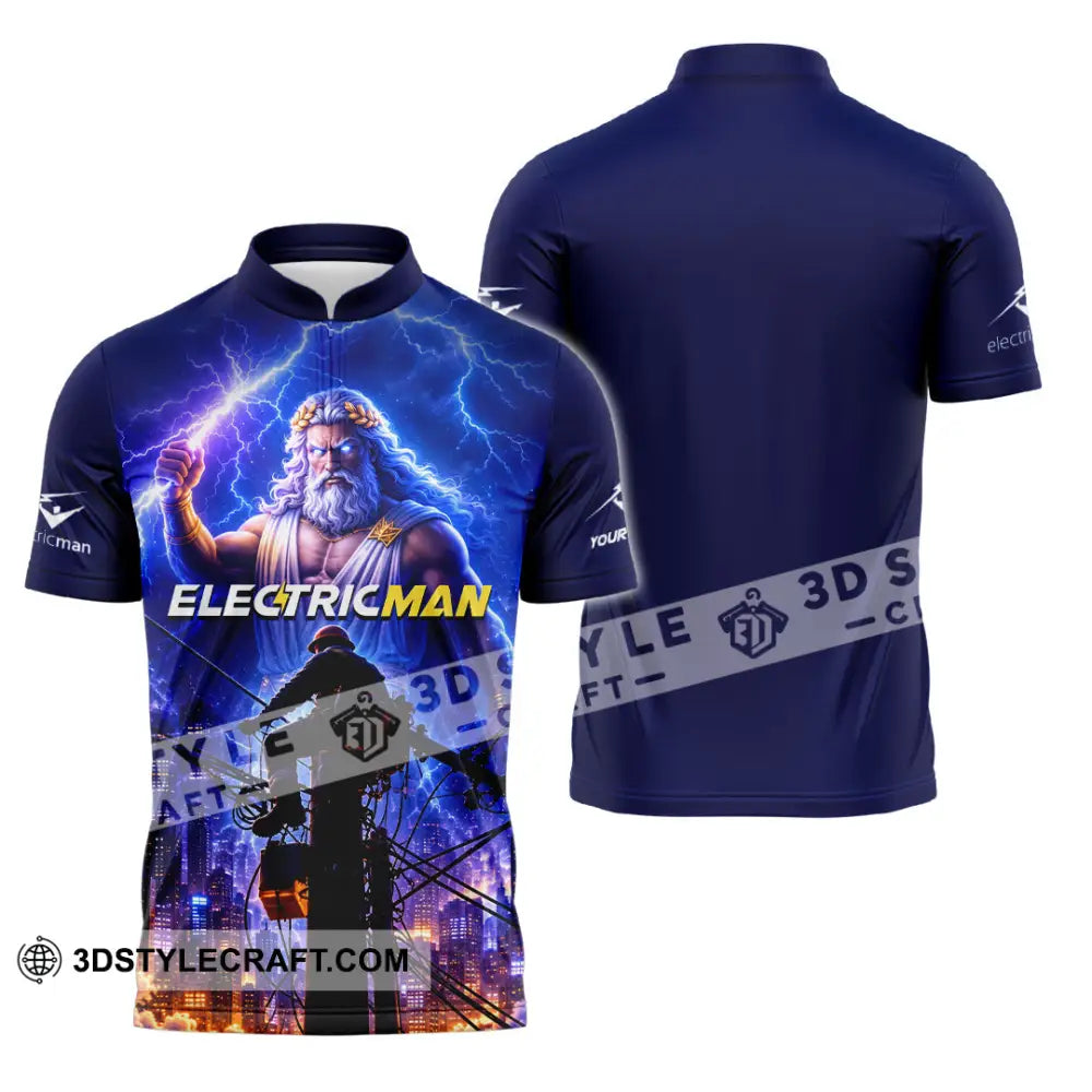 Unisex Shirt - Custom Electrician Man Shirt - Zipper Polo Shirt / S - T-shirt