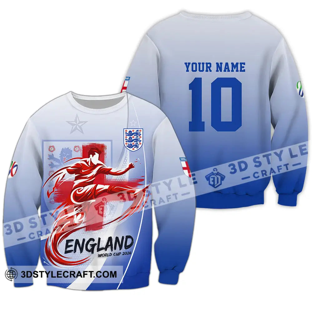 Unisex Shirt - Custom England FIFA World Cup 2026 3D Shirt Long Sleeve / S T-shirt