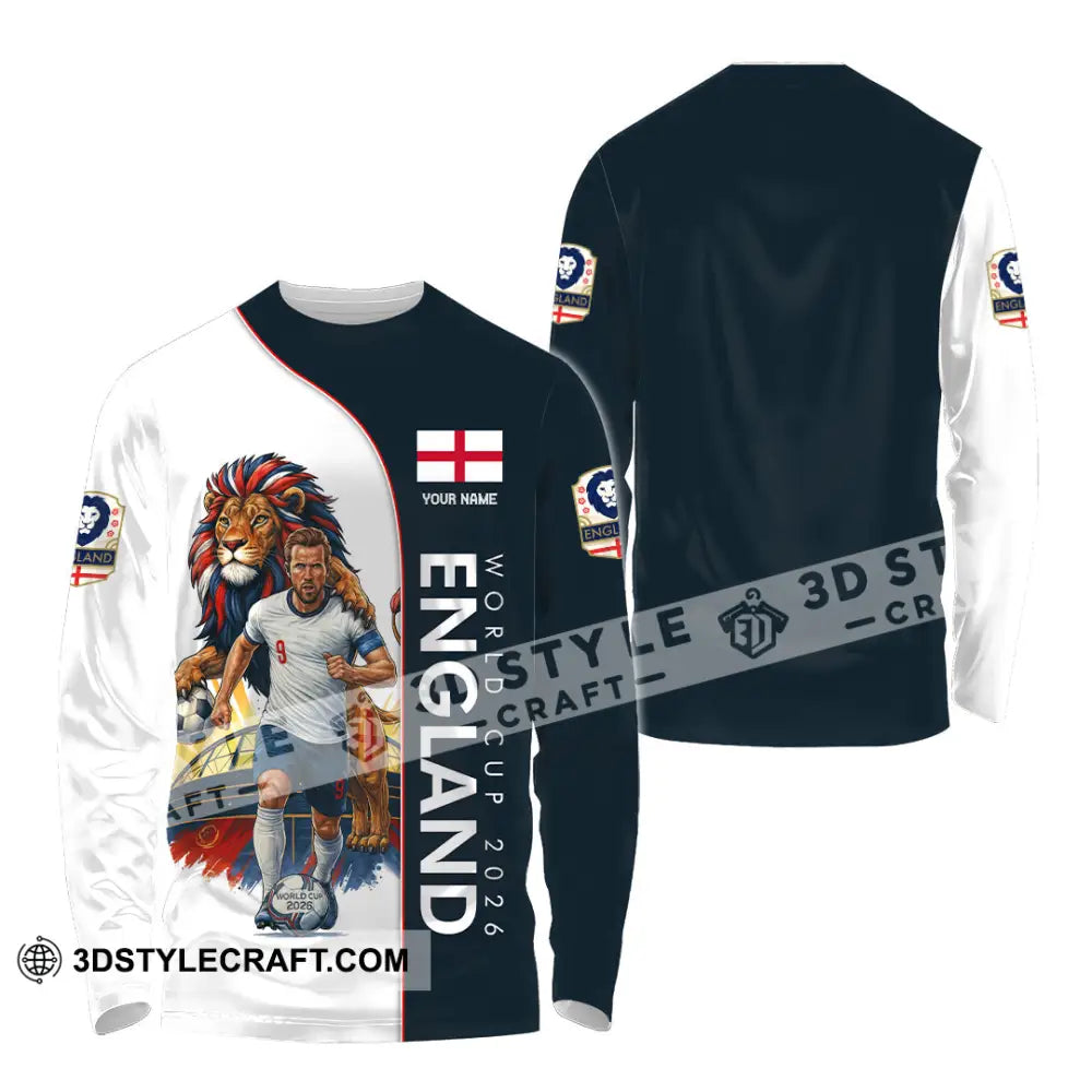 Unisex Shirt - Custom England World Cup 2026 3D Shirt Long Sleeve Shirt / S T-shirt
