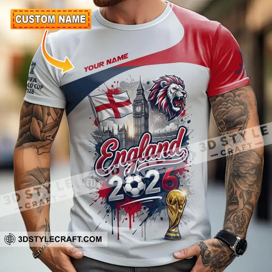 Unisex Shirt - Custom England World Cup 2026 3D Shirt style option 2
