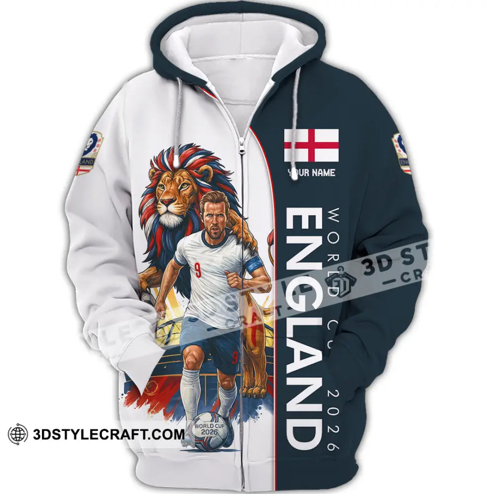 Unisex Shirt - Custom England World Cup 2026 3D Shirt Zipper Hoodie / S T-shirt