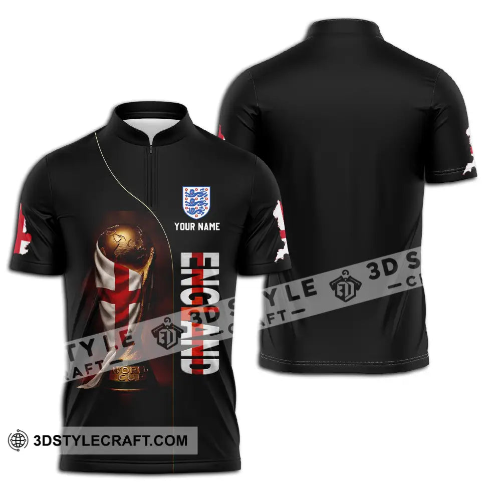 Unisex Shirt - Custom England World Cup 3D Shirt Zipper Polo Shirt / S T-shirt