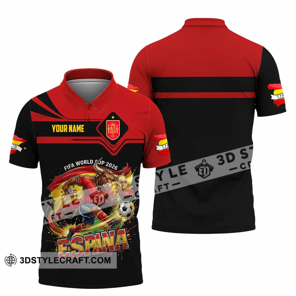 Unisex Shirt - Custom Espana Spain Fifa World Cup 2026 3D Shirt Polo Shirt / S T-shirt