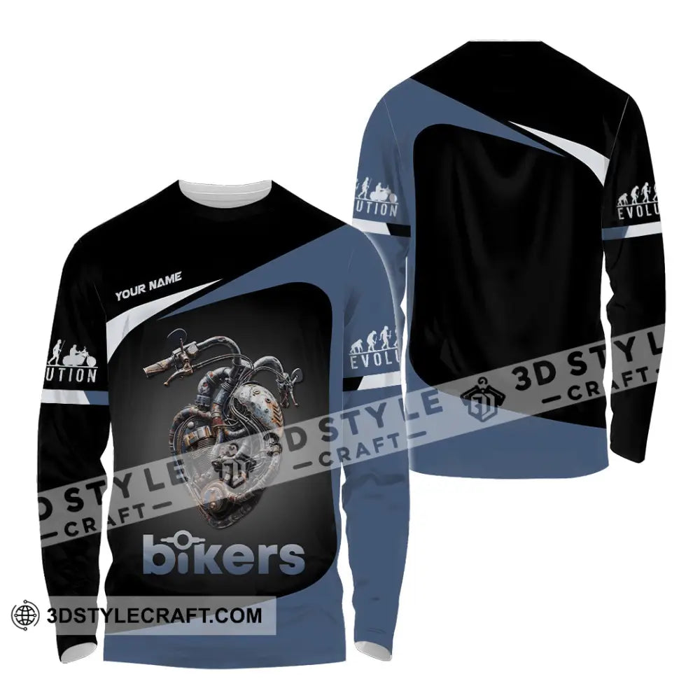 Unisex Shirt - Custom Evolution Heart Biker Shirt Long Sleeve Shirt / S T-shirt