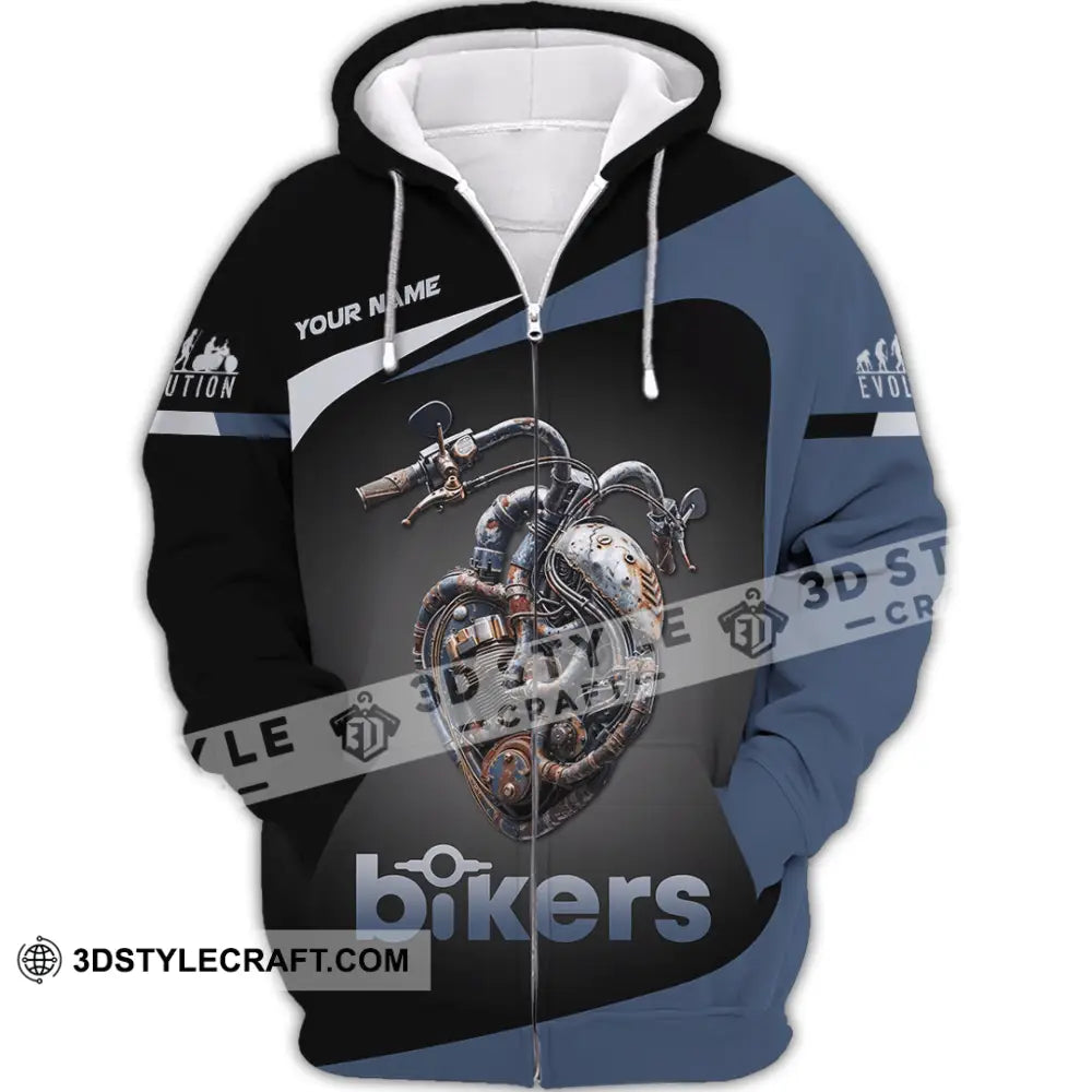 Unisex Shirt - Custom Evolution Heart Biker Shirt Zipper Hoodie / S T-shirt