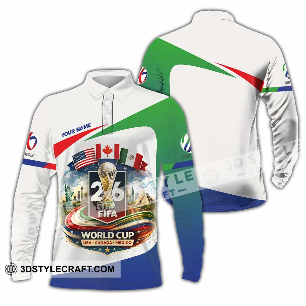 Unisex Shirt - Custom Fifa World Cup 2026 3D Shirt Long Sleeve Polo / S T-shirt