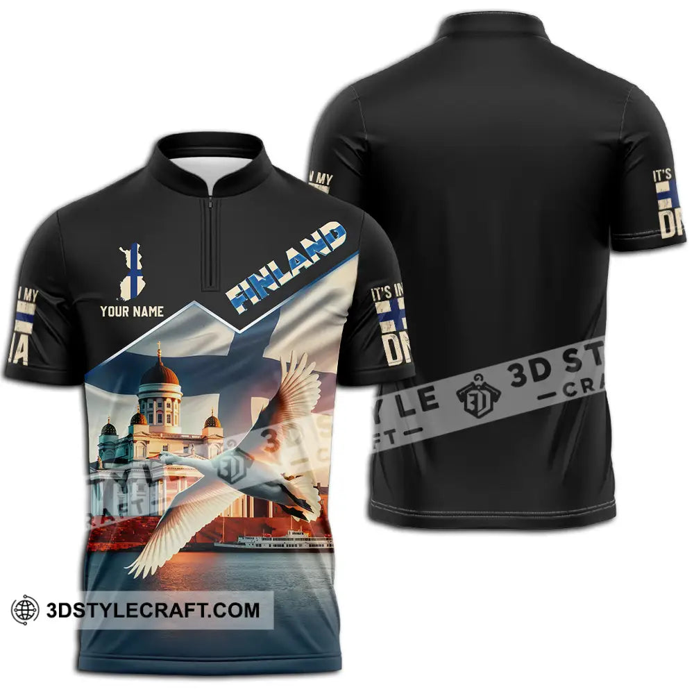 Unisex Shirt Custom Finland Shirt Zipper Polo Shirt / S T shirt