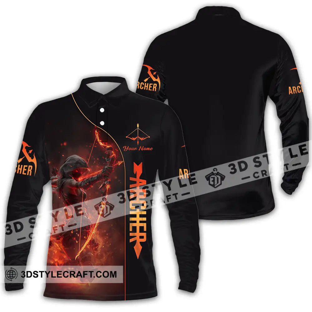 Unisex Shirt - Custom Fire Archery Shirt Long Sleeve Polo / S T-shirt