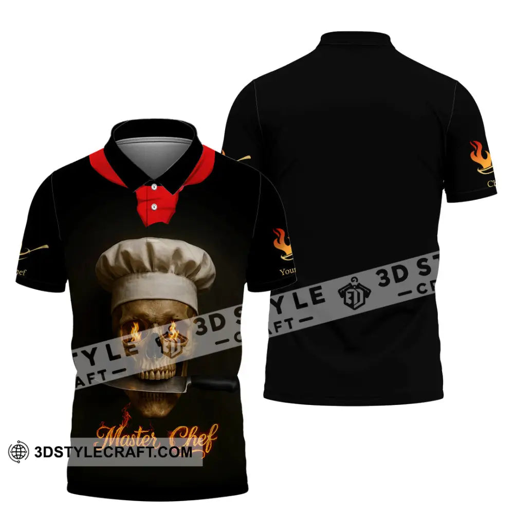 Unisex Shirt - Custom Fire Skullcap Master Chef Shirt Polo Shirt / S T-shirt