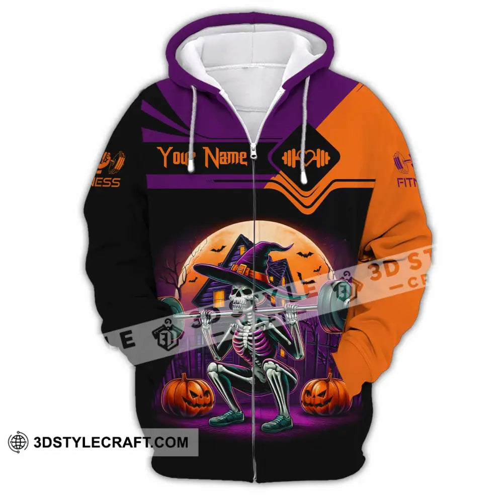 Unisex Shirt Custom Fitness Weightlifting Halloween Sport Shirt Zipper Hoodie / S T shirt