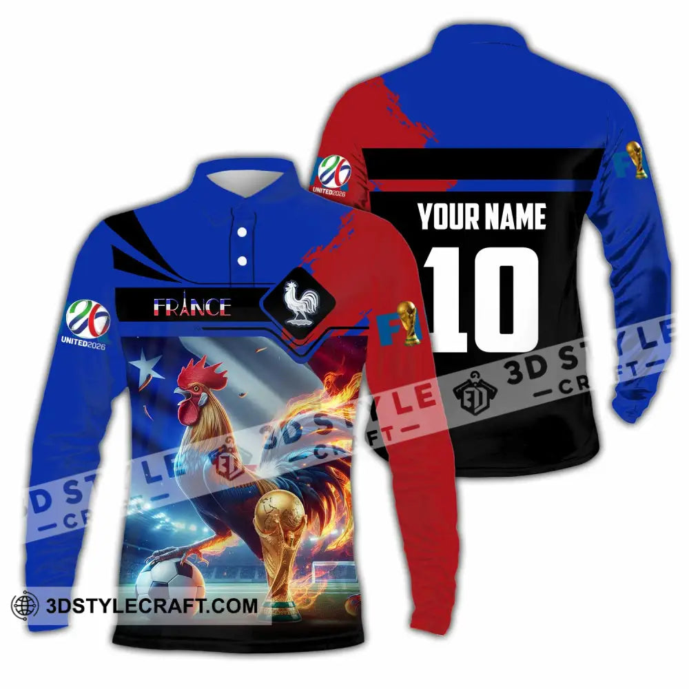 Unisex Shirt - Custom France 3D Shirt Long Sleeve Polo / S T-shirt