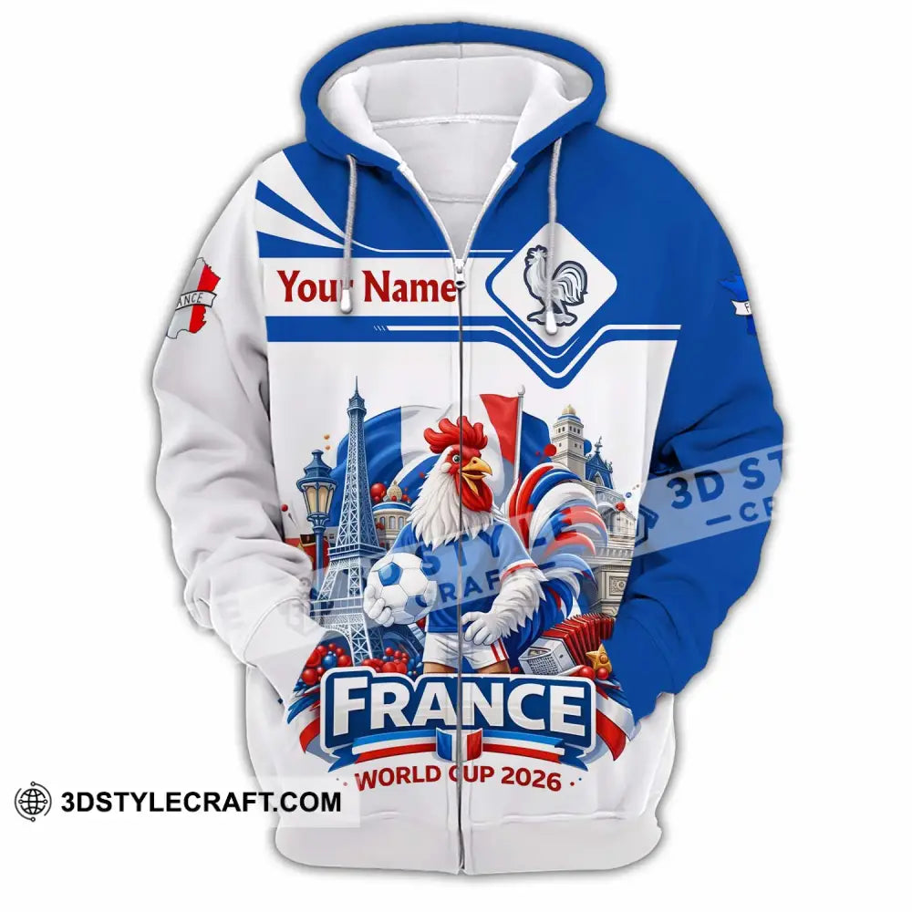 Unisex Shirt - Custom France Fifa World Cup 2026 3D Shirt Zipper Hoodie / S T-shirt