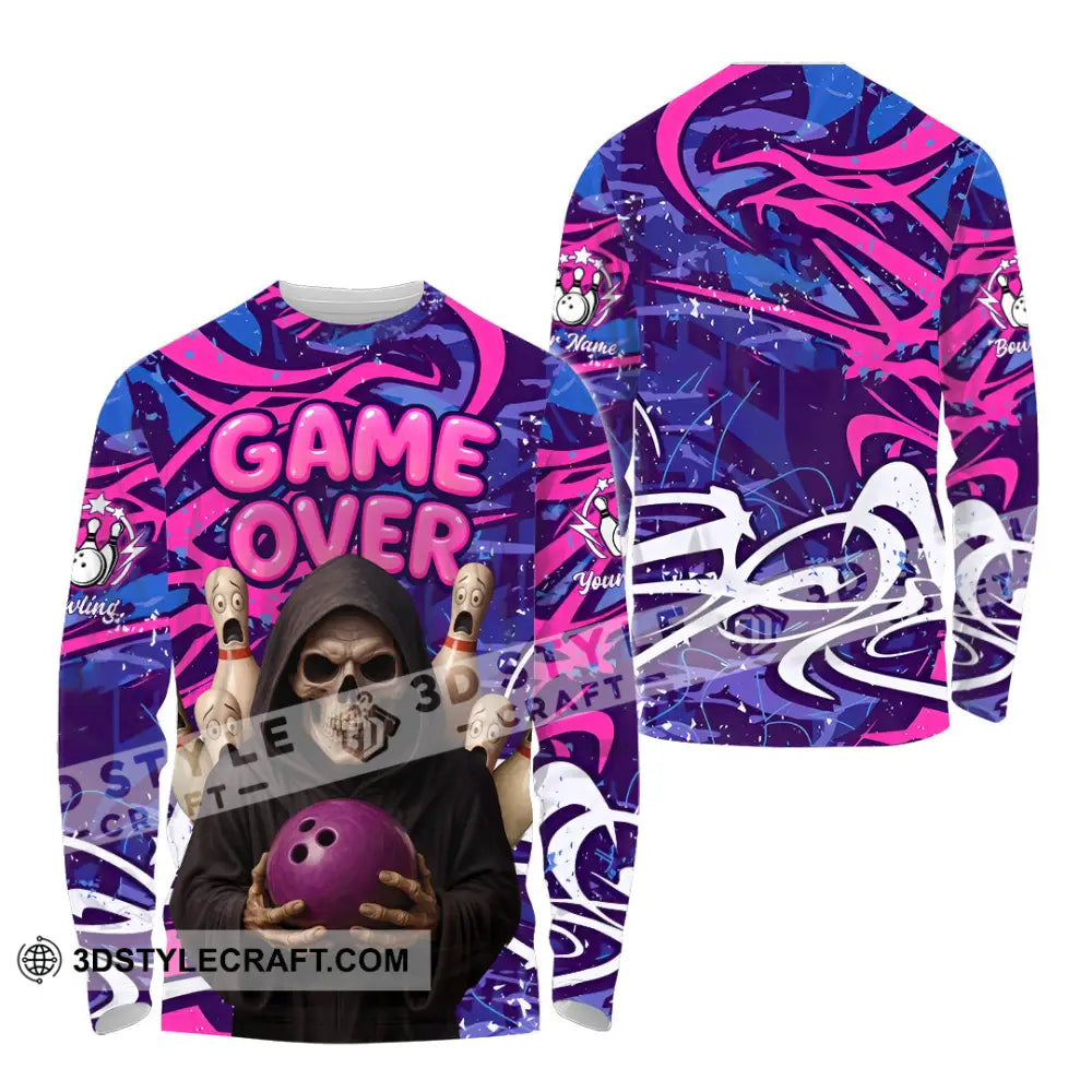 Unisex Shirt - Custom Funny Bowling Game Purple Death Shirt Long Sleeve Shirt / S T-shirt