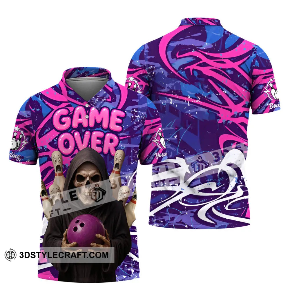 Unisex Shirt - Custom Funny Bowling Game Purple Death Shirt Polo Shirt / S T-shirt