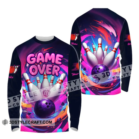 Unisex Shirt - Custom Funny Bowling Game Purple Shirt style option 4