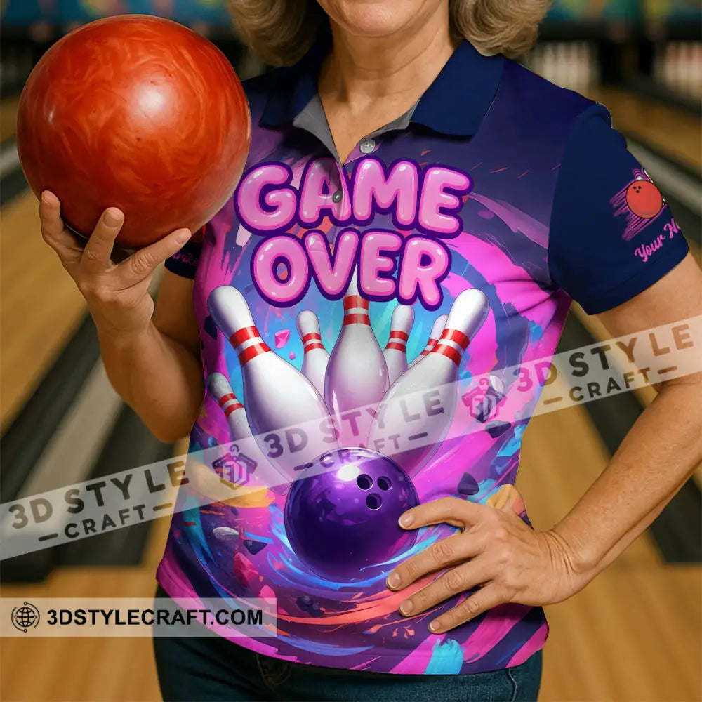 Unisex Shirt - Custom Funny Bowling Game Purple Shirt T-shirt