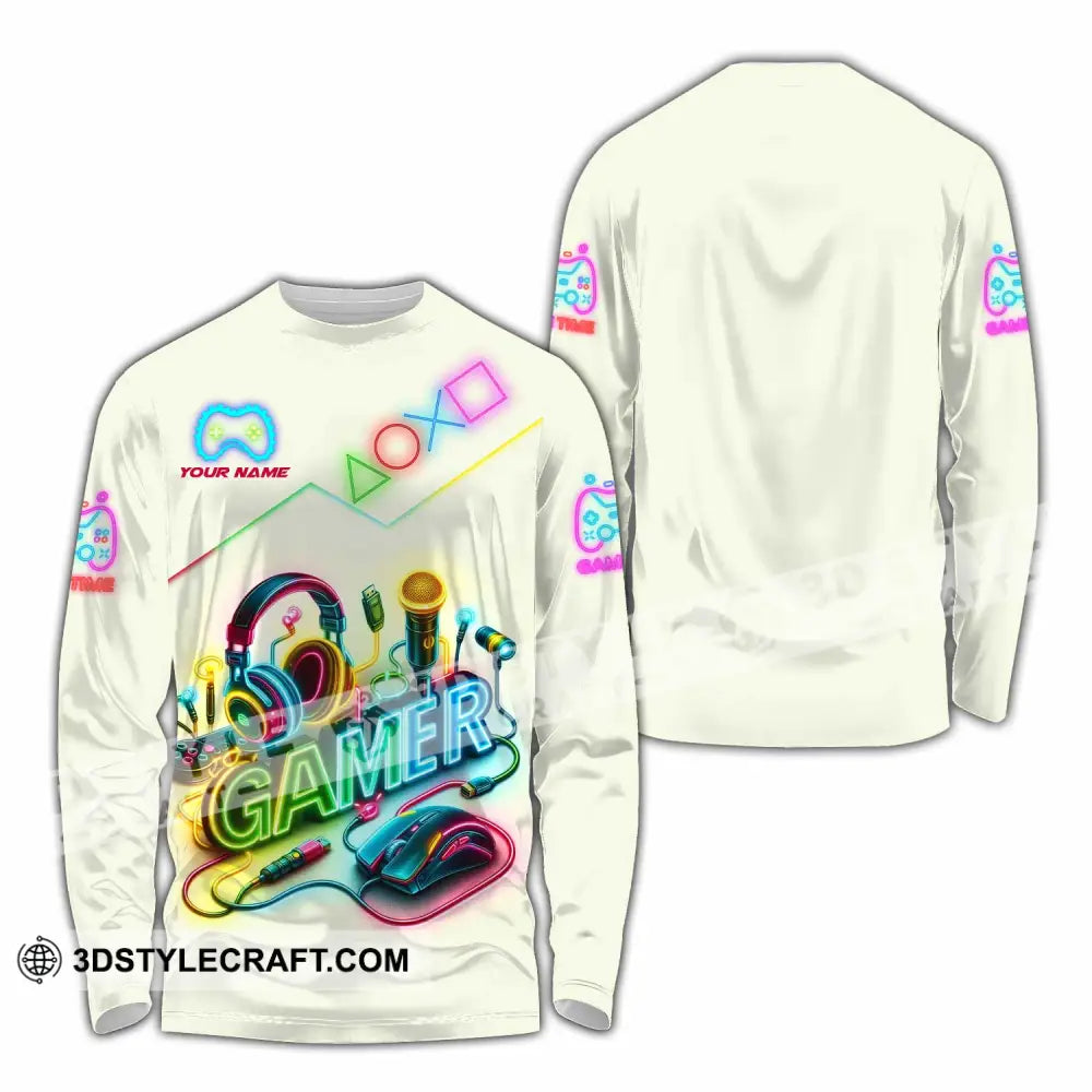 Unisex Shirt - Custom Gamer Game Time Shirt Long Sleeve Shirt / S T-shirt
