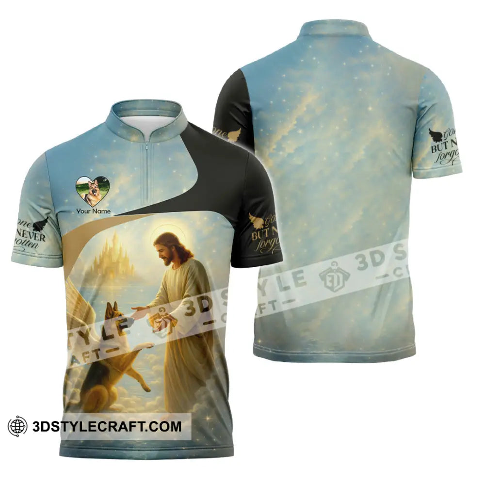 Unisex Shirt - Custom German Shepherd Gone But Never Forgotten Shirt Zipper Polo Shirt / S T-shirt