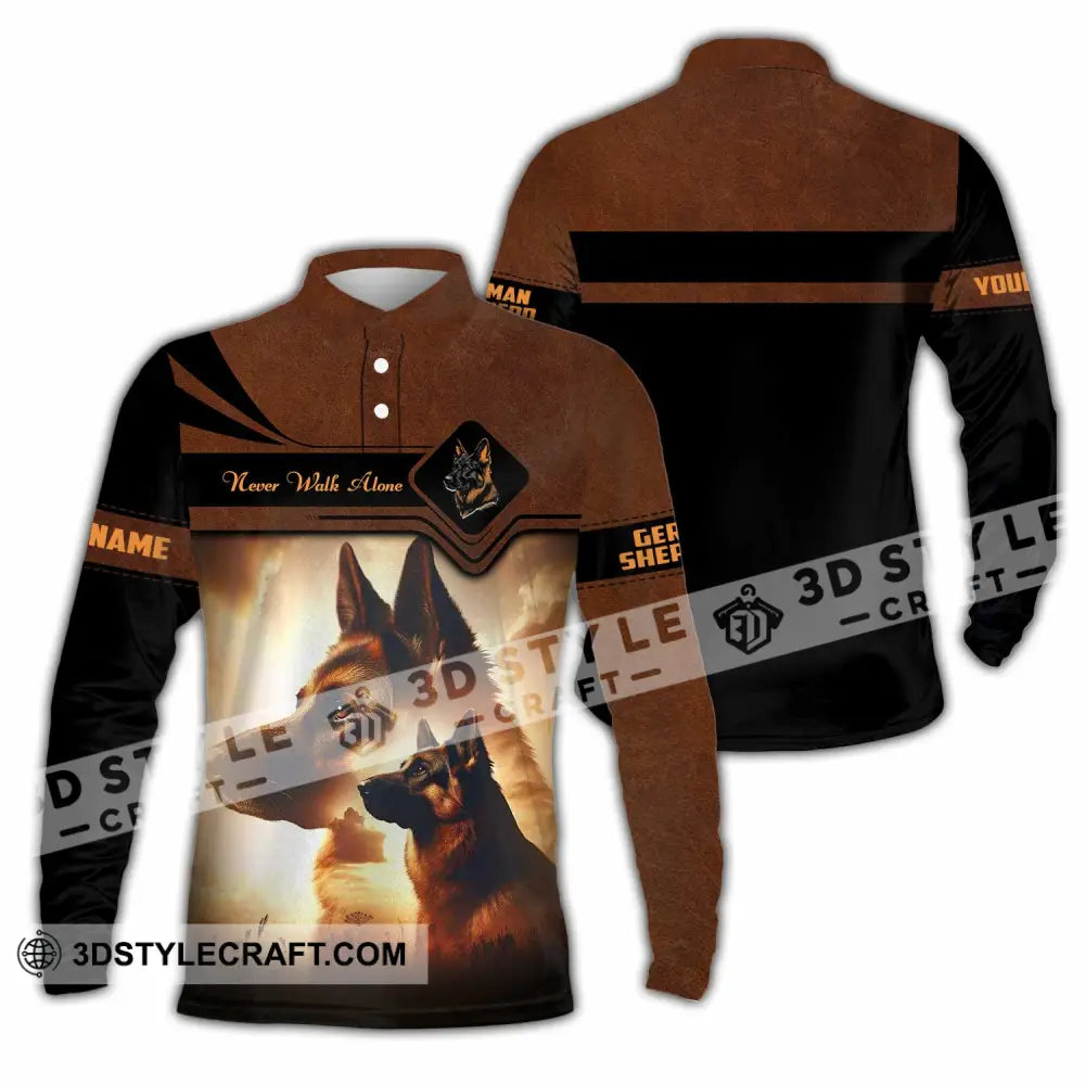 Unisex Shirt - Custom German Shepherd Never Walk Alone Shirt Long Sleeve Polo / S T-shirt