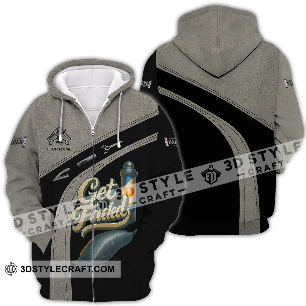 Unisex Shirt Custom Get Faded Barber Shirt Zipper Hoodie / S T shirt