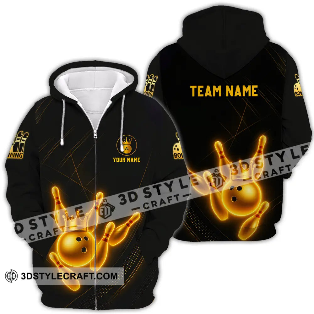 Unisex Shirt - Custom Golden Bowling Shirt Zipper Hoodie / S T-shirt