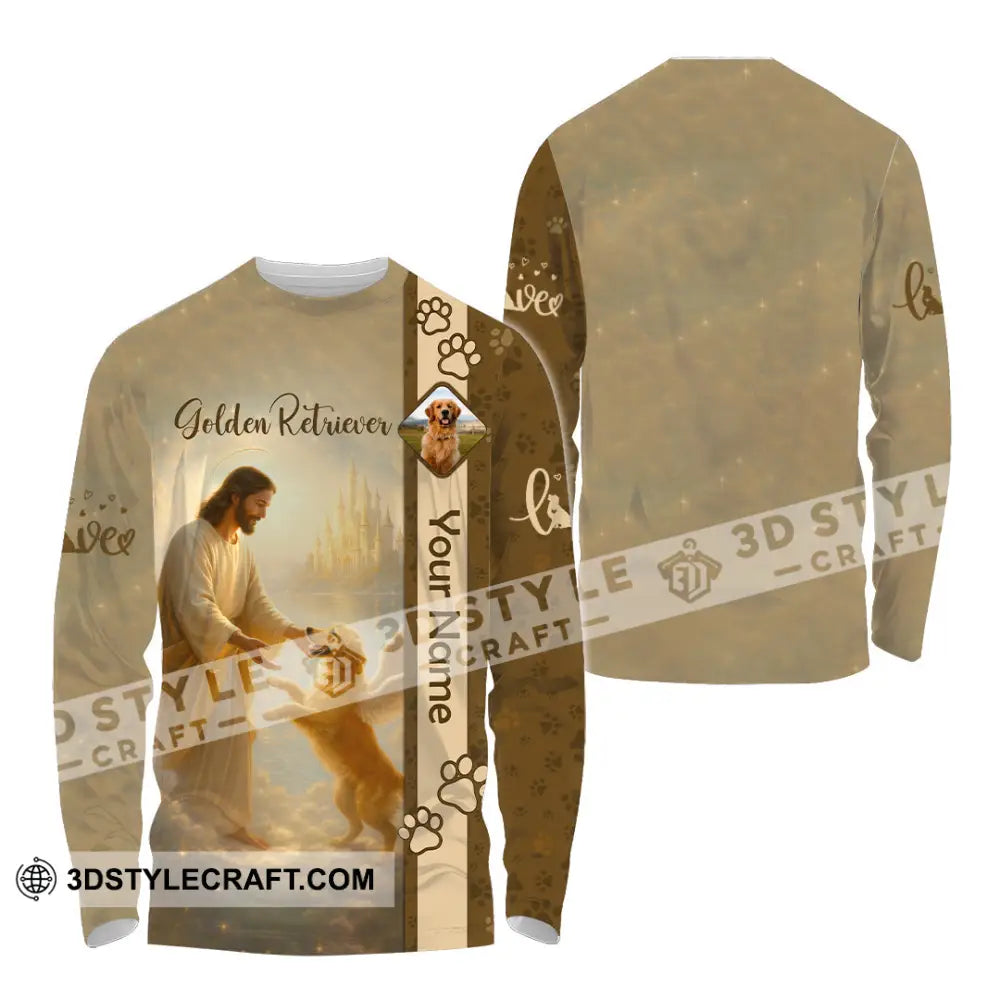 Unisex Shirt - Custom Golden Retriever And God Shirt Long Sleeve Shirt / S T-shirt