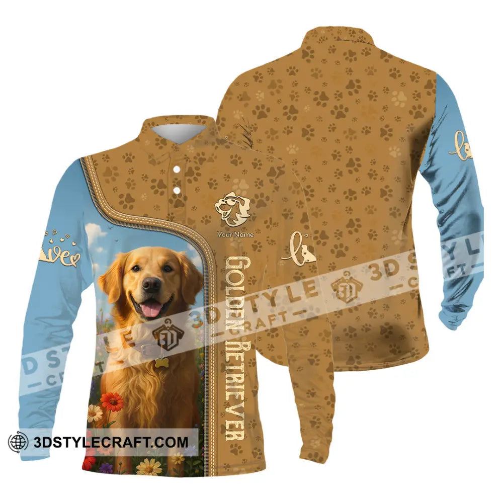 Unisex Shirt - Custom Golden Retriever Shirt Long Sleeve Polo / S T-shirt