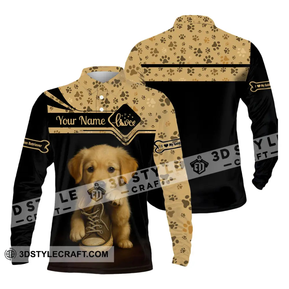 Unisex Shirt - Custom Golden Retriever Shirt Long Sleeve Polo / S T-shirt