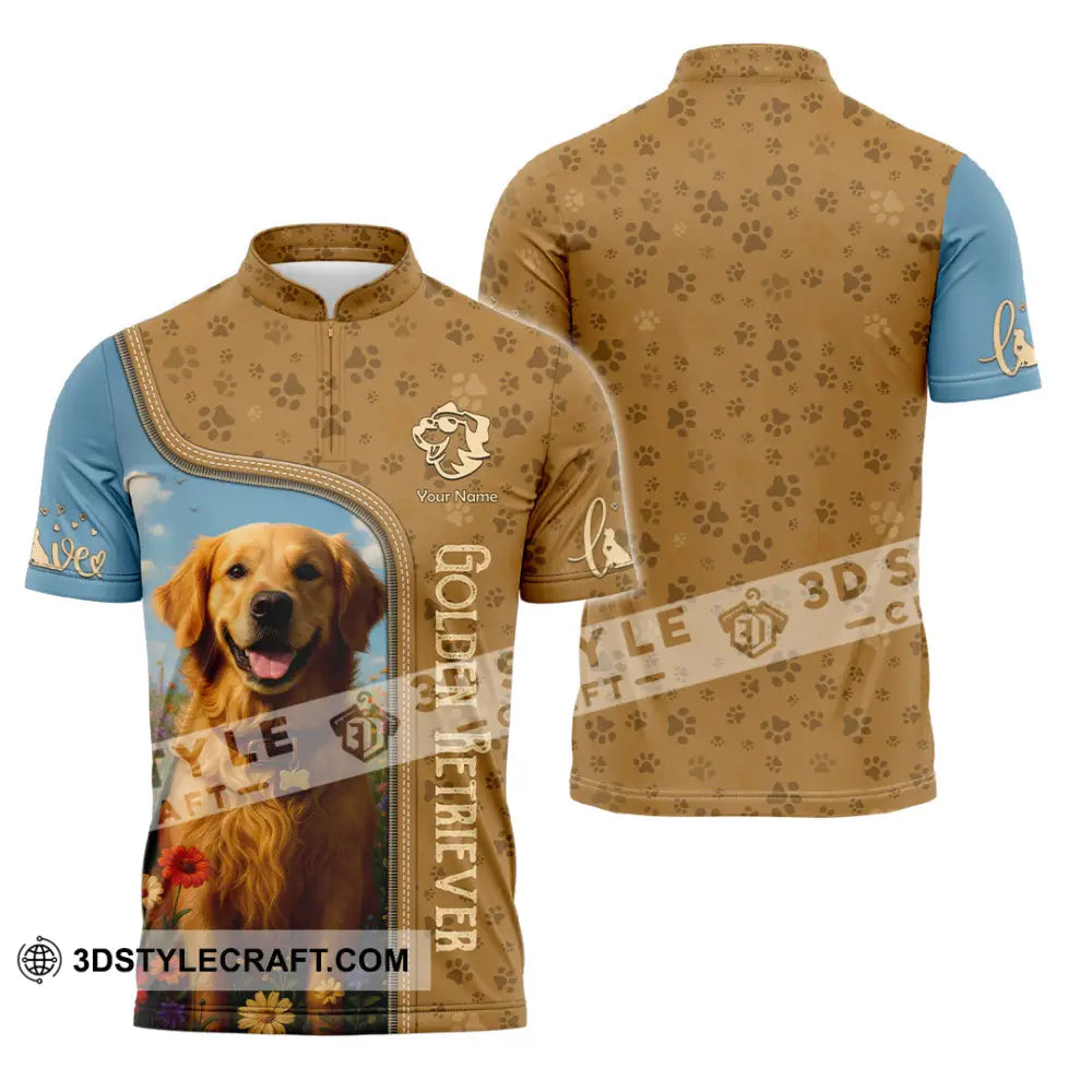 Unisex Shirt - Custom Golden Retriever Shirt Zipper Polo Shirt / S T-shirt