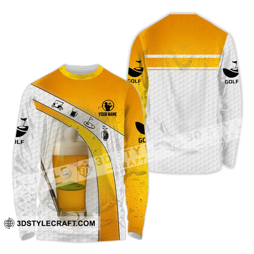 Unisex Shirt - Custom Golf And Beer Shirt Long Sleeve Shirt / S T-shirt