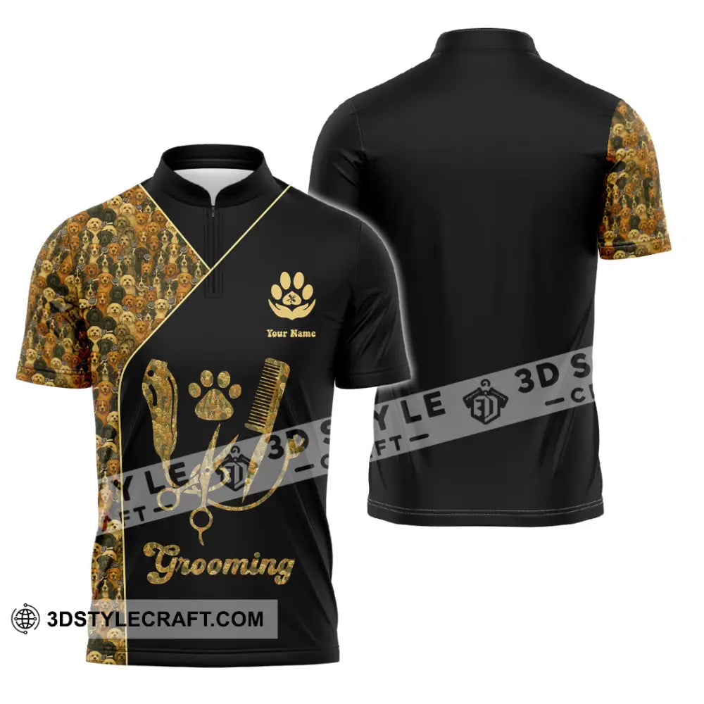 Unisex Shirt Custom Groomer Shirt Zipper Polo Shirt / S T shirt