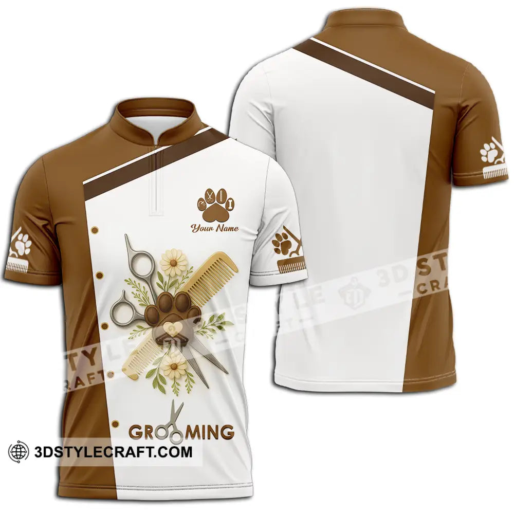 Unisex Shirt - Custom Grooming Shirt Zipper Polo Shirt / S T-shirt