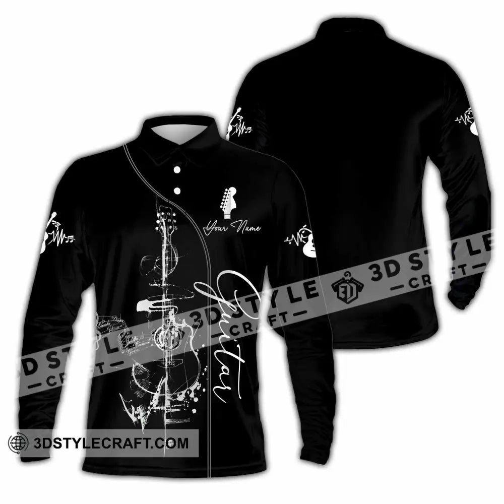 Unisex Shirt - Custom Guitar 3D Shirt - Long Sleeve Polo / S - T-shirt
