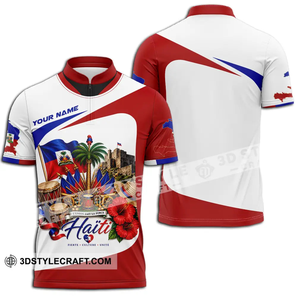 Unisex Shirt - Custom Haiti Shirt - Zipper Polo Shirt / S - T-shirt