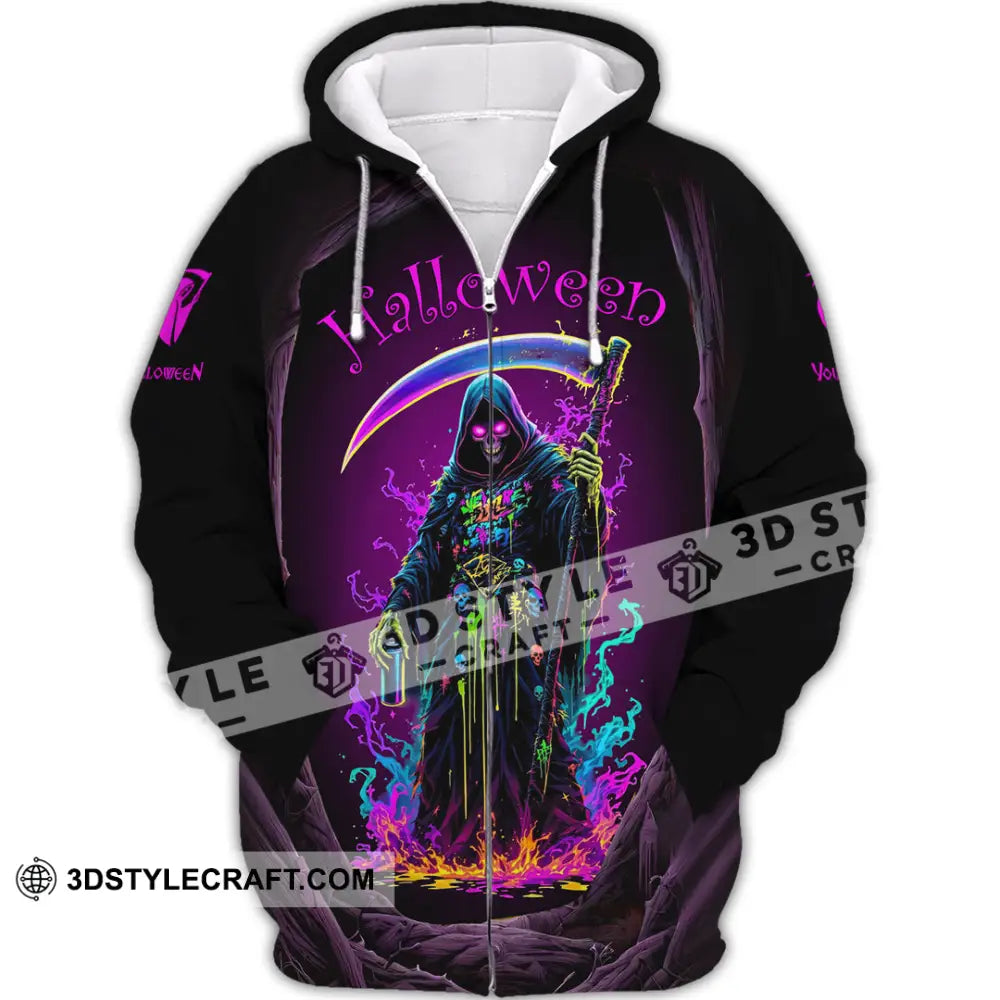 Unisex Shirt Custom Halloween Design Shirt Zipper Hoodie / S T shirt
