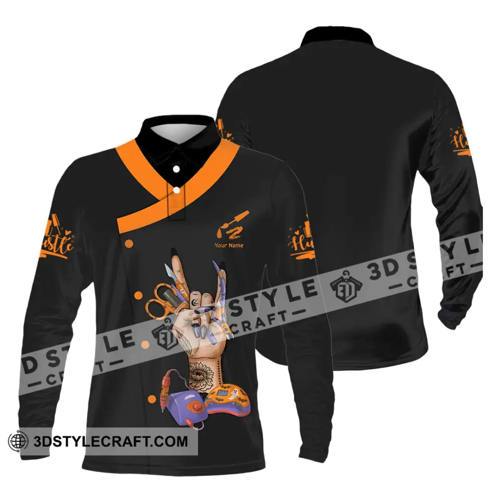 Unisex Shirt Custom Halloween Nails Artist Shirt Long Sleeve Polo / S T shirt