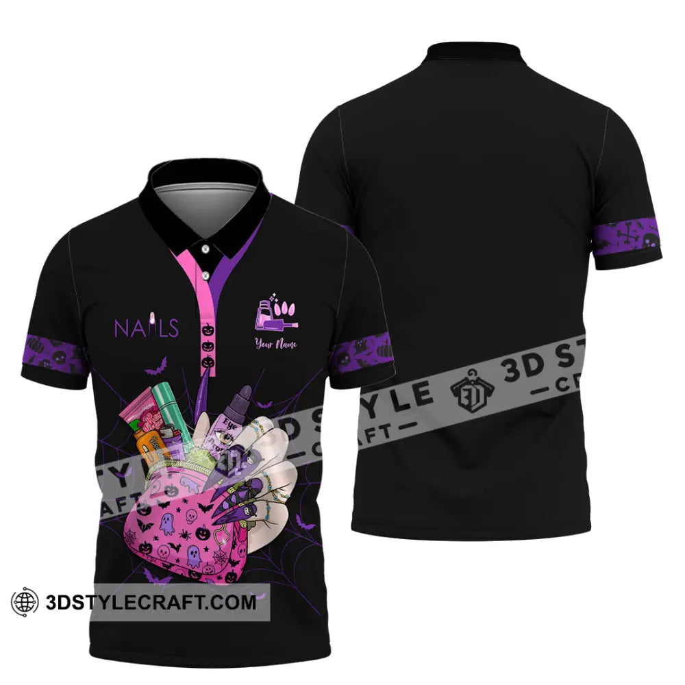 Unisex Shirt Custom Halloween Nails Artist Shirt Polo Shirt / S T shirt